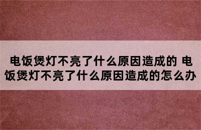 电饭煲灯不亮了什么原因造成的 电饭煲灯不亮了什么原因造成的怎么办